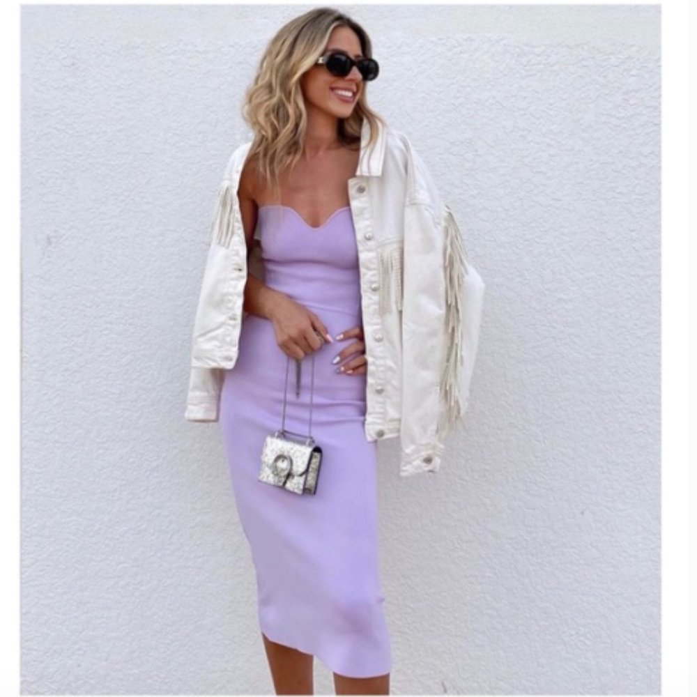 BLOGGER'S FAVE! Zara Sweetheart Neckline Knit Dress Mauve Sz M, L NWT